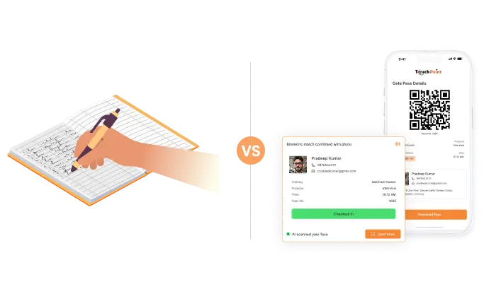 Comparison of paper gate pass register vs TouchPoint digital pass verification